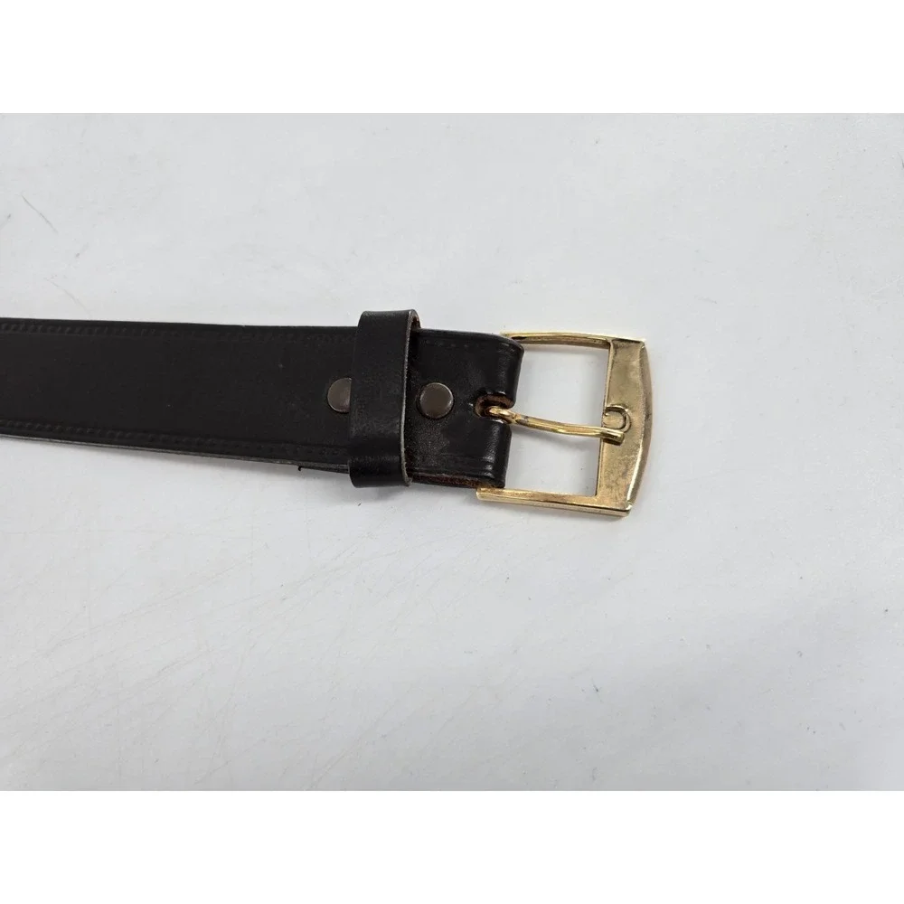 NEW VTG Brown U.S.A Belt Genuine Top Grain Cowhide Leather‎ - Gold Sz 40 - 5092